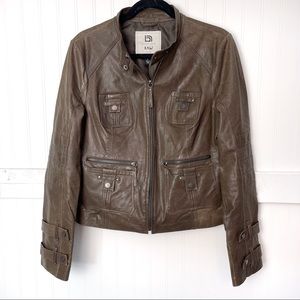 BLANC NOIR Raw Leather Brown Moto Jacket